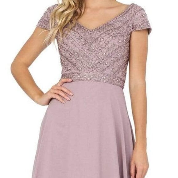 NWT Dancing Queen 4015 Chiffon Prom Dress Brown Size L - Picture 2 of 5